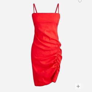 J. Crew Side-ruched dress in stretch linen-viscose blend Size 4 NWT